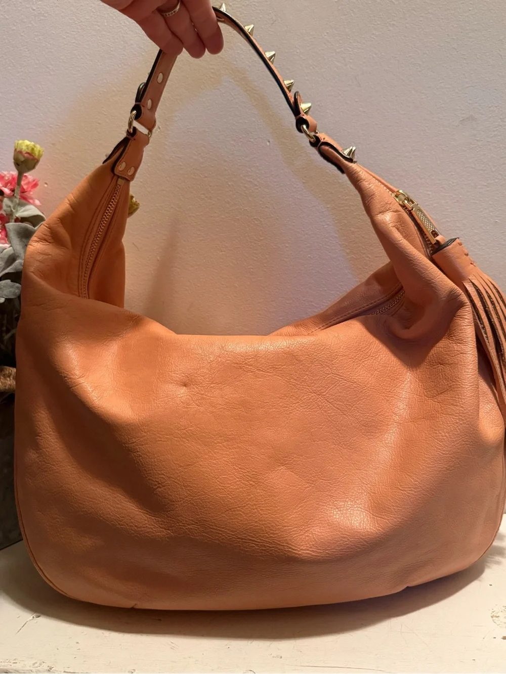 Rebecca Minkoff Bailey Hobo Shoulder Bag Purse in Biscut MSRP $425